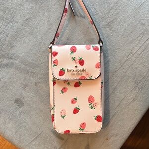 Kate Spade Pink Strawberry Pattern Phone Crossbody